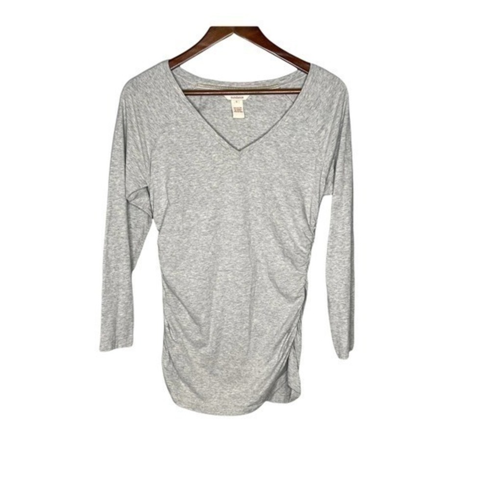 Sundance Gray V-Neck Side Rouched Basic Cotton To… - image 1